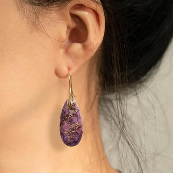 Purple Stone Dangle Earrings